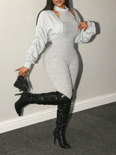 BamGleam 2pcs/Set Women's Solid Color Stand Collar Sleeveless Jumpsuit And Jacket